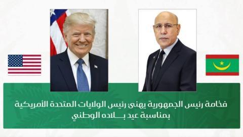 رئيس الجمهورية يهنئ الرئيس الأمريكي بعيد الاستقلال